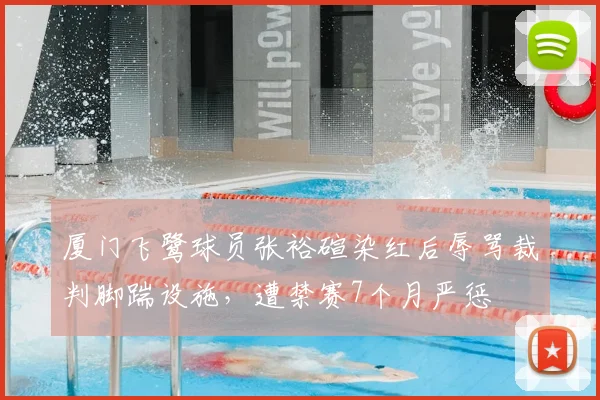 厦门飞鹭球员张裕碹染红后辱骂裁判脚踹设施，遭禁赛7个月严惩